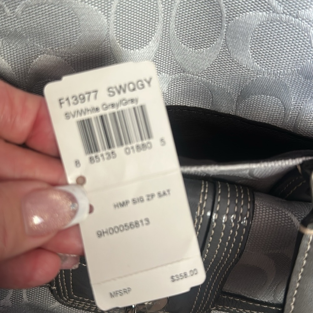Coach silver white gray handbag New - Picture 10 of 11